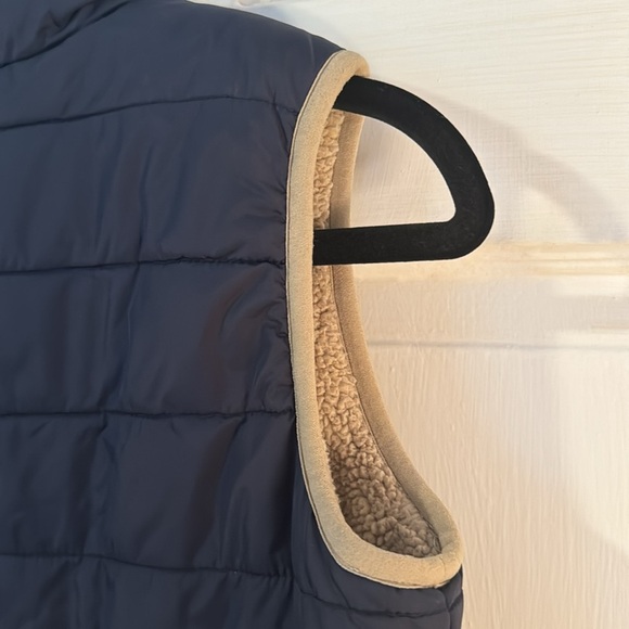 Lands End Kids Youth Puffer Fleece Lined Vest Size 7 navy/tan outdoor w/pockets - Picture 11 of 11